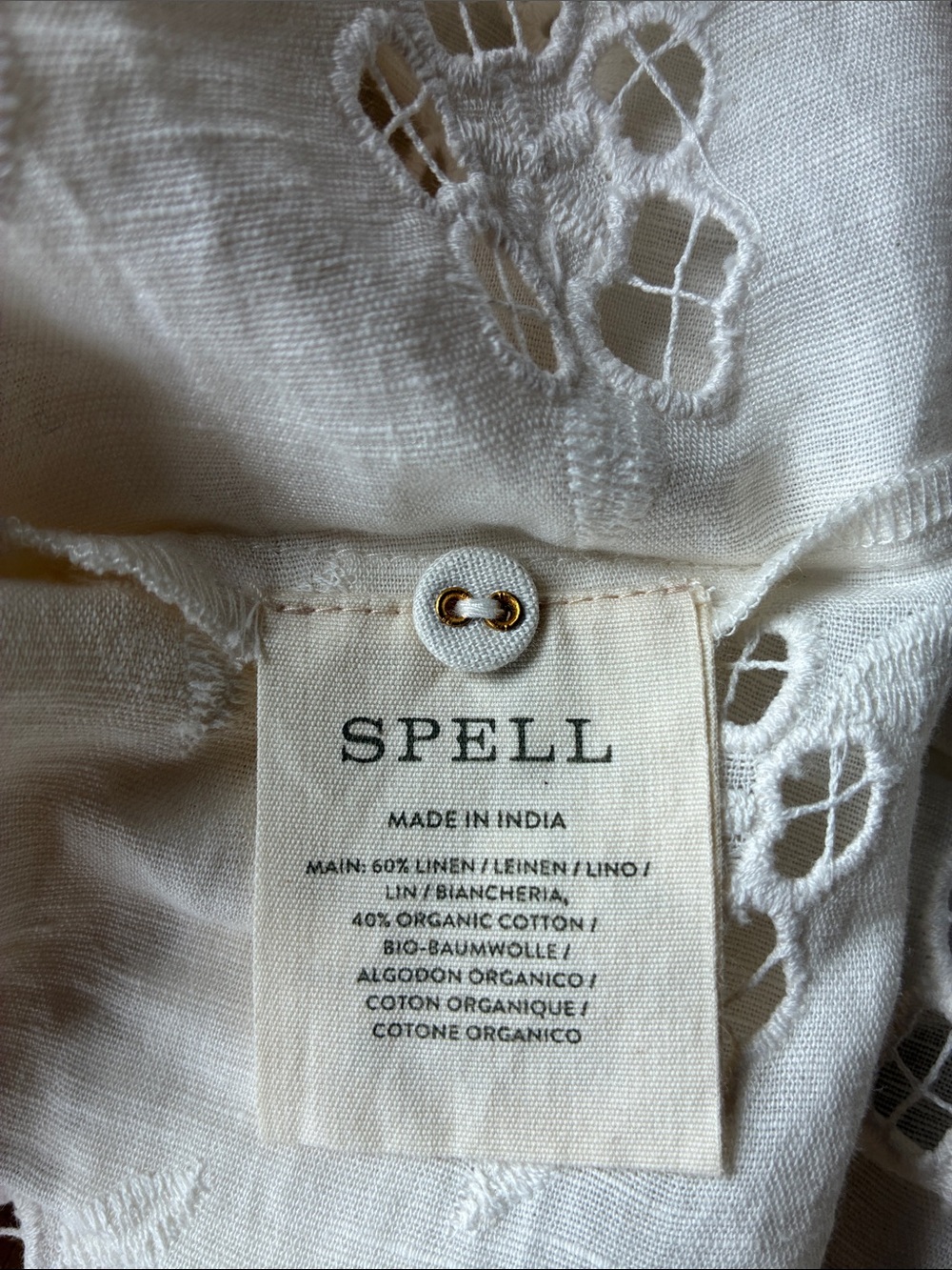 NWT Spell Organic Cotton Love Note Broderie Blouse in Star White size Large - Picture 13 of 14